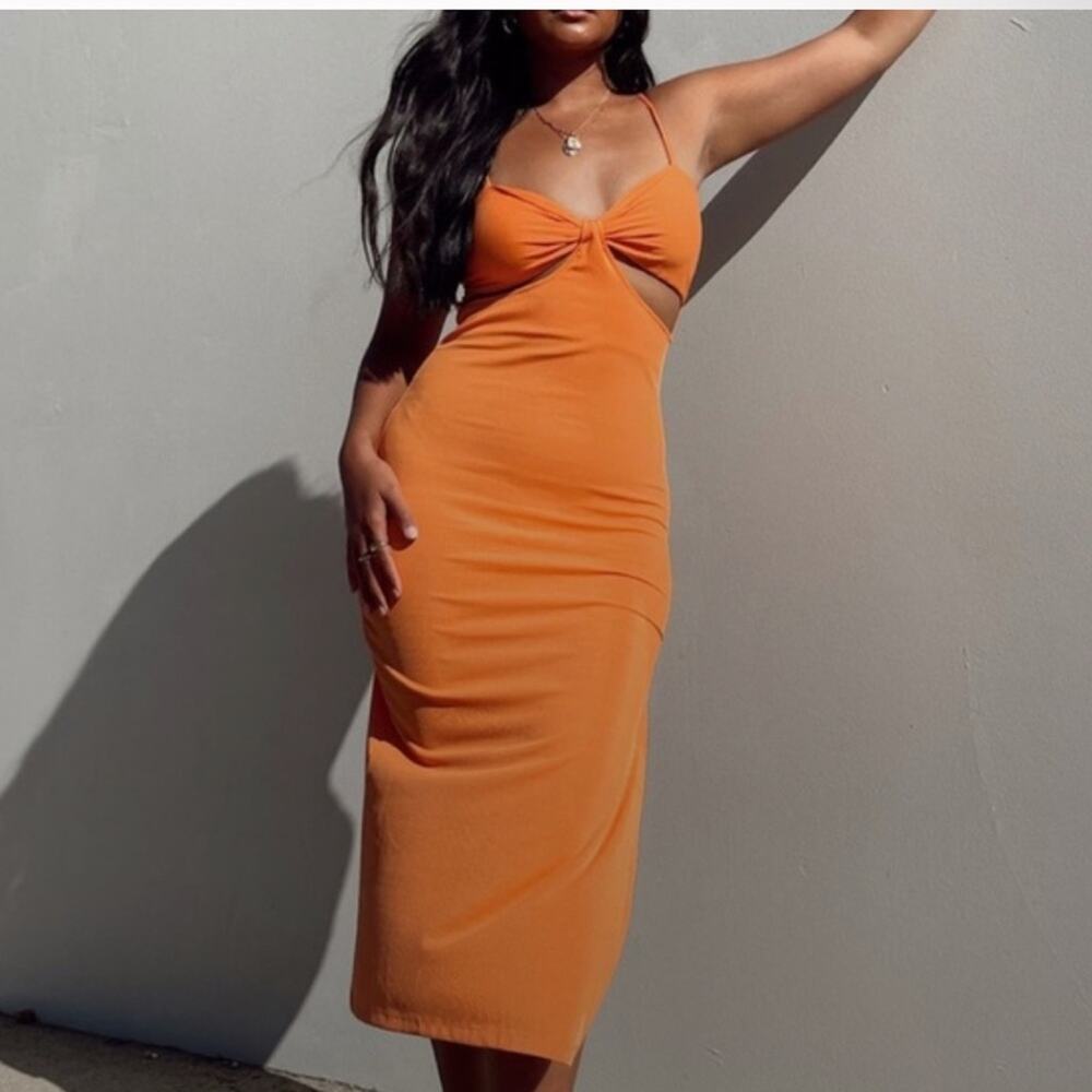 PRINCESS POLLY ribbed midi bodycon dress with cutouts 6